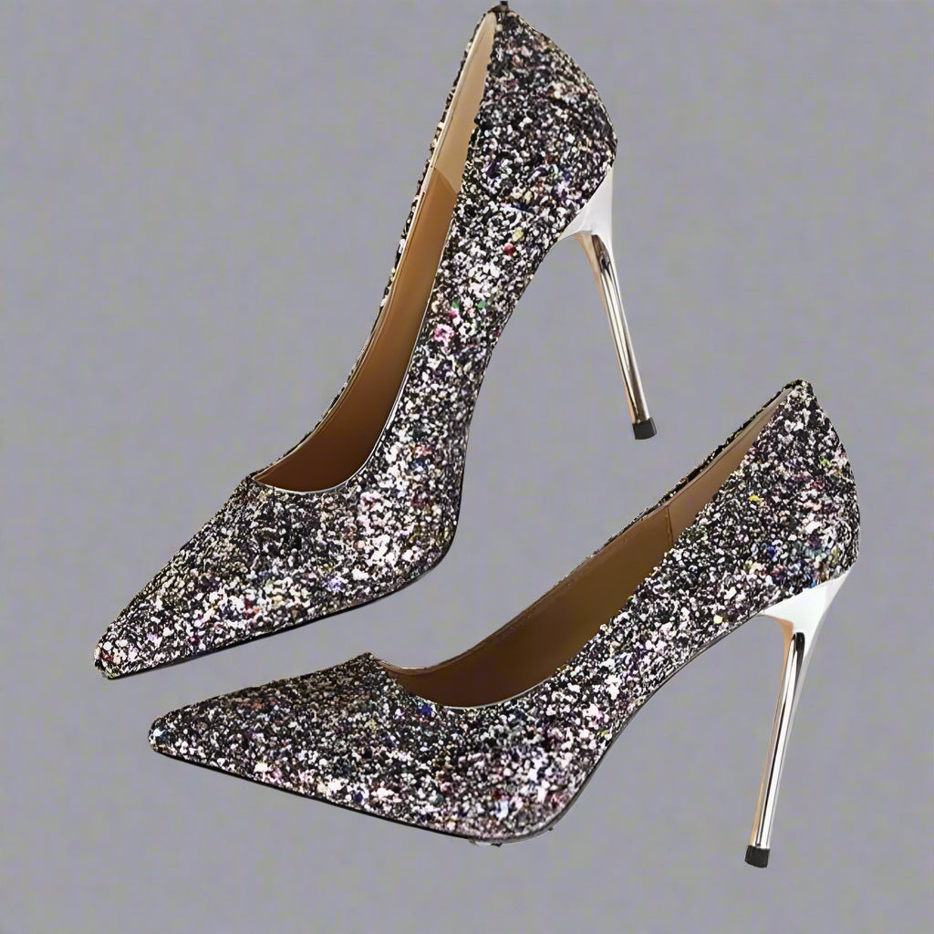 Rhinestone High Heels Pointed Pumps Plus Sizes - Easy Pickins Store