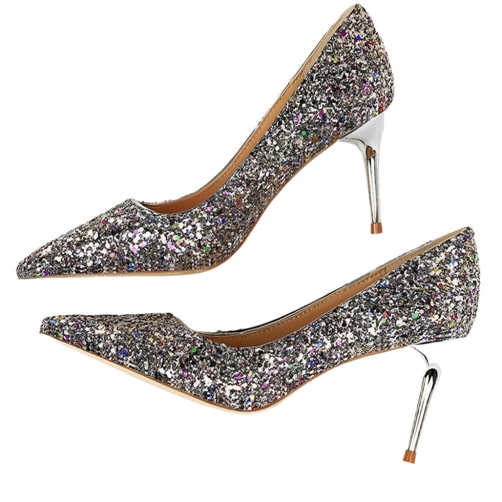 Rhinestone High Heels Pointed Pumps Plus Sizes - Easy Pickins Store