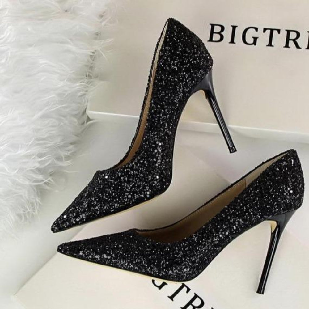 Rhinestone High Heels Pointed Pumps Plus Sizes - Easy Pickins Store