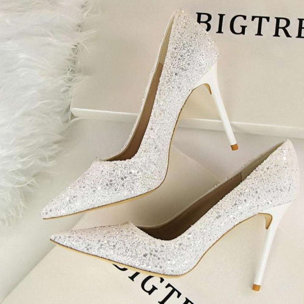Rhinestone High Heels Pointed Pumps Plus Sizes - Easy Pickins Store