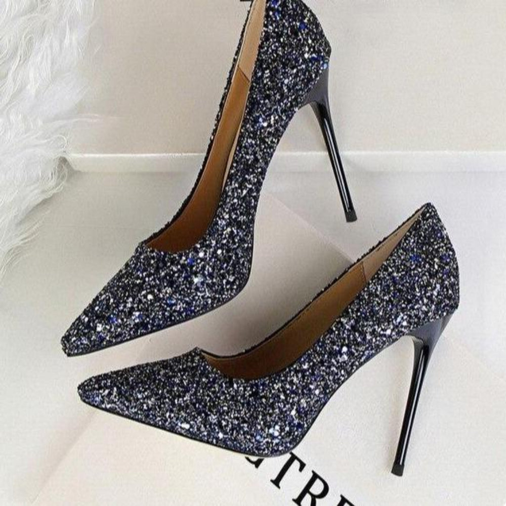 Rhinestone High Heels Pointed Pumps Plus Sizes - Easy Pickins Store