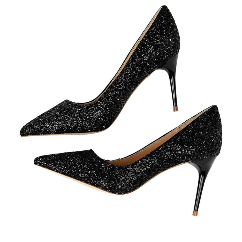 Rhinestone High Heels Pointed Pumps Plus Sizes - Easy Pickins Store