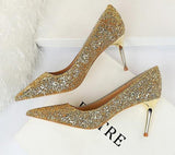 Rhinestone High Heels Pointed Pumps Plus Sizes - Easy Pickins Store