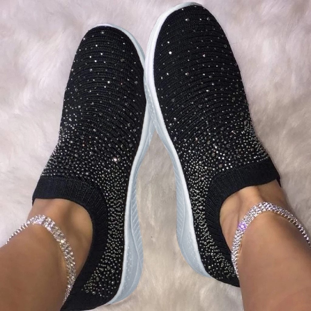 Rhinestone Soft Sole Breathable Sneakers - Easy Pickins Store