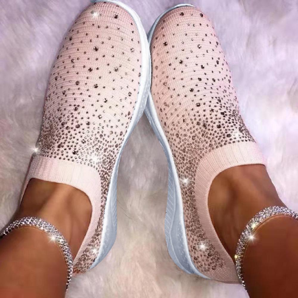 Rhinestone Soft Sole Breathable Sneakers - Easy Pickins Store