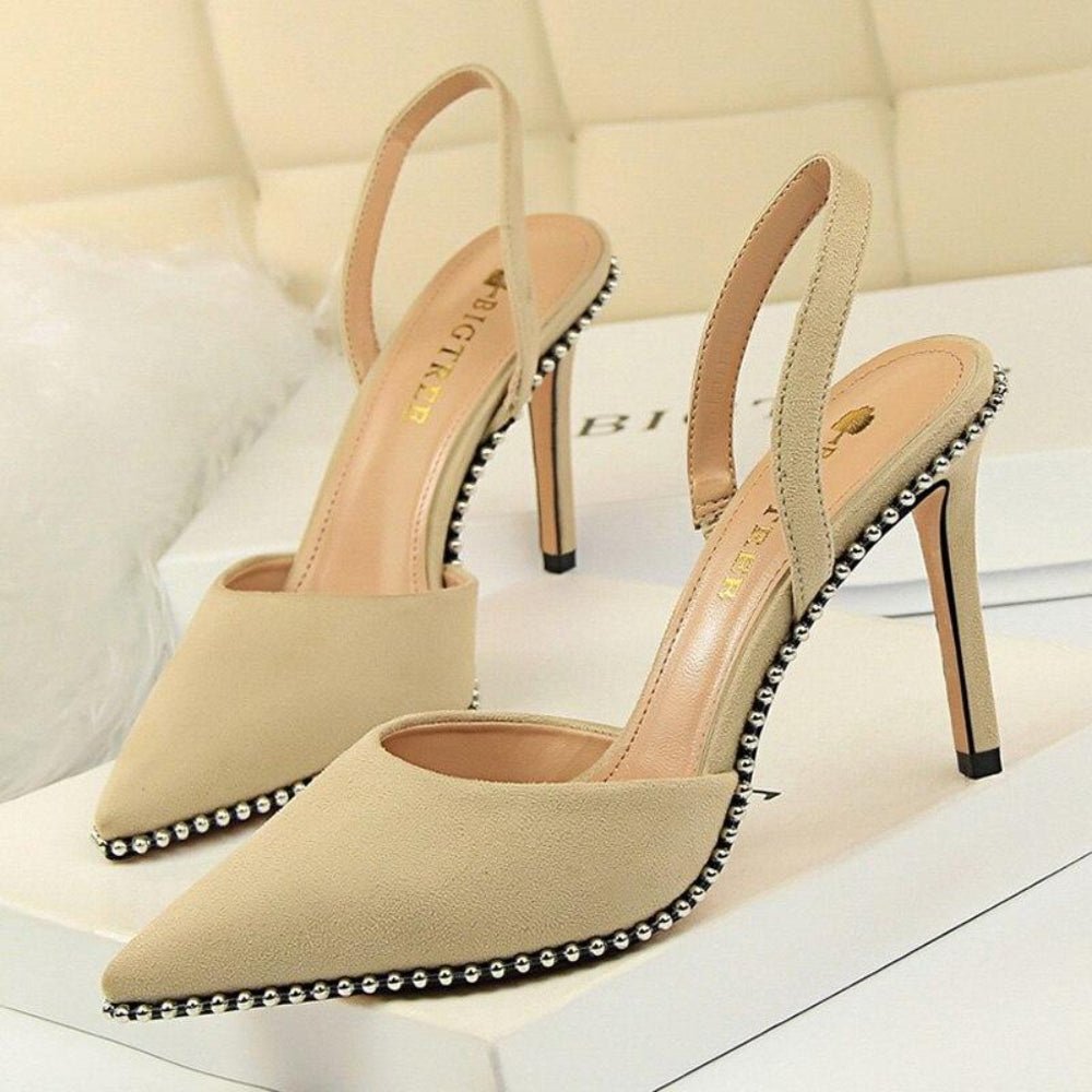 Rivet Pumps Pointed Toe High Heels Suede - Easy Pickins Store