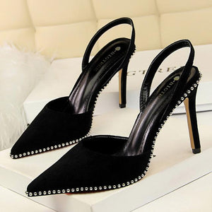 Rivet Pumps Pointed Toe High Heels Suede - Easy Pickins Store