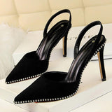 Rivet Pumps Pointed Toe High Heels Suede - Easy Pickins Store