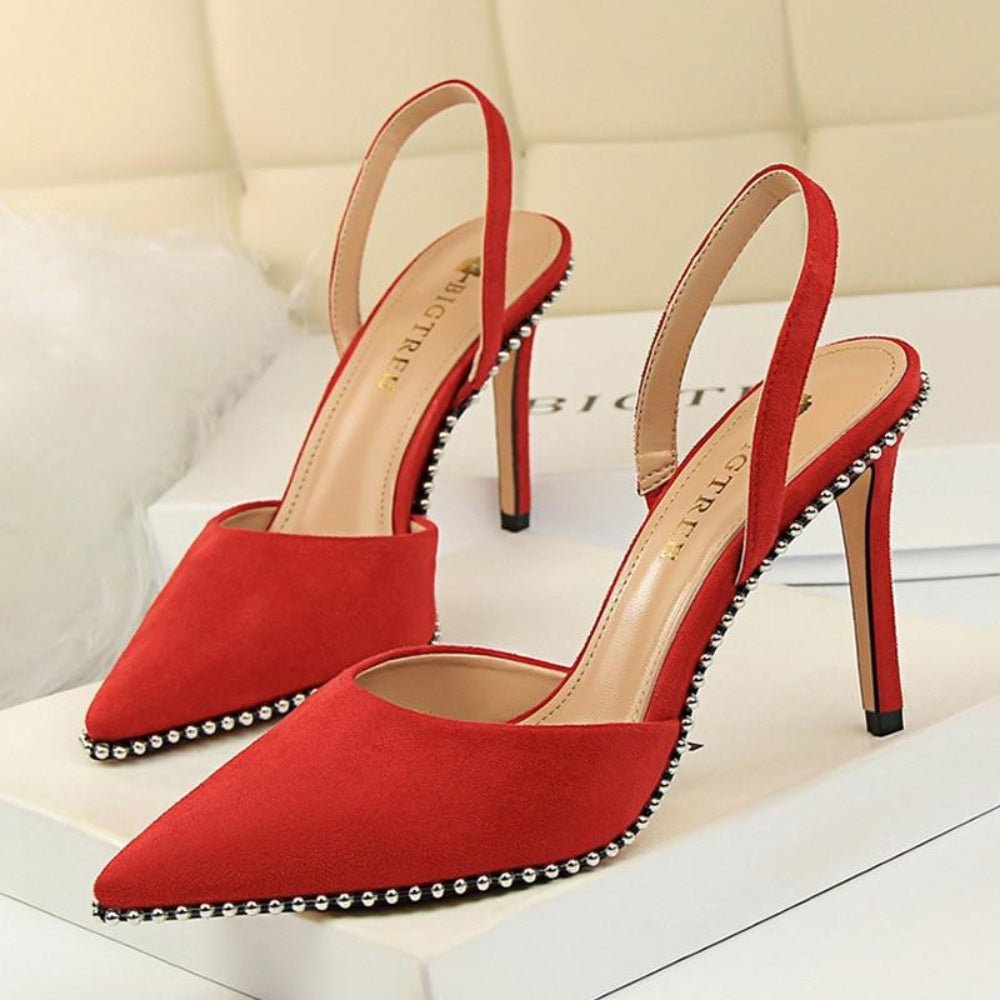 Rivet Pumps Pointed Toe High Heels Suede - Easy Pickins Store