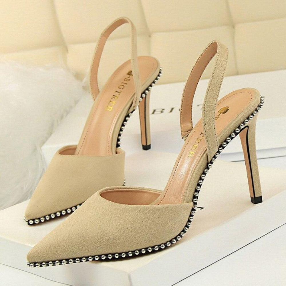 Rivet Pumps Pointed Toe High Heels Suede - Easy Pickins Store