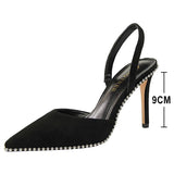 Rivet Pumps Pointed Toe High Heels Suede - Easy Pickins Store