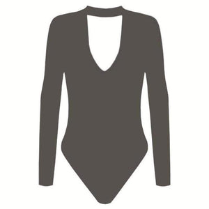Romper Deep V Neck One Piece Long Sleeve Bodysuit - Easy Pickins Store