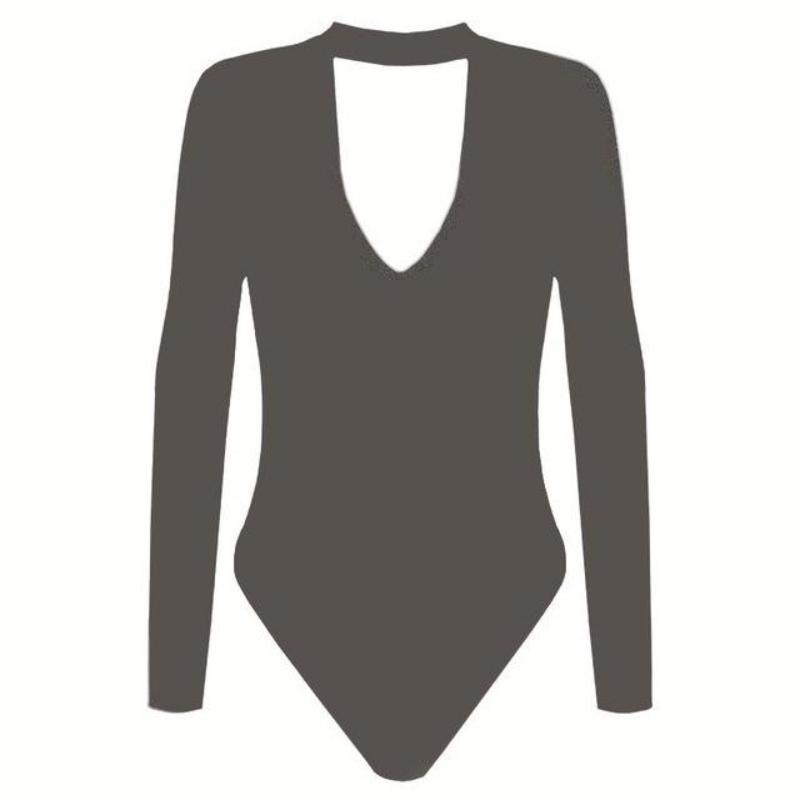 Romper Deep V Neck One Piece Long Sleeve Bodysuit - Easy Pickins Store