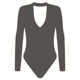 Romper Deep V Neck One Piece Long Sleeve Bodysuit - Easy Pickins Store