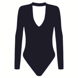 Romper Deep V Neck One Piece Long Sleeve Bodysuit - Easy Pickins Store