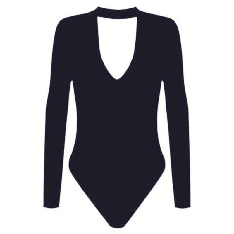 Romper Deep V Neck One Piece Long Sleeve Bodysuit - Easy Pickins Store
