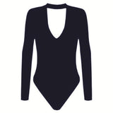 Romper Deep V Neck One Piece Long Sleeve Bodysuit - Easy Pickins Store