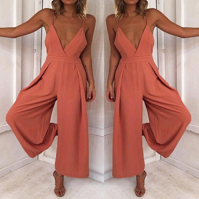 Rompers Jumpsuit Long Loose Backless - Easy Pickins Store