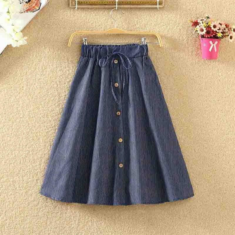 ROPALIA Vintage Retro High Waist Pleated Midi Skirt Fashion Women Skirt Denim Single Breasted Skirt - Easy Pickins Store