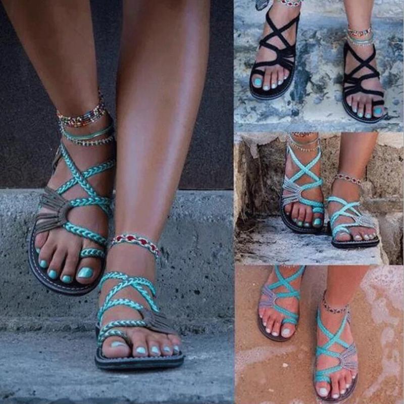 Rope Knot Toe Flat Sandals - Easy Pickins Store
