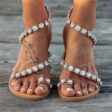 Sandals Bling Flat Sole Plus Size Flip-Flop Soft Bottom Slippers - Easy Pickins Store