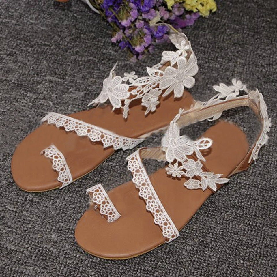 Sandals Bohemian LaceSlip On Flat Open Toe Slipper - Easy Pickins Store