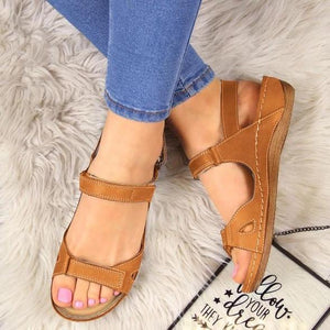 Sandals Flat Comfortable Ankle Hollow Round Toe Soft Sole Low Heels - Easy Pickins Store