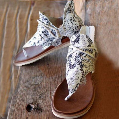 Sandals Flat Sole Bohemia Leopard Snake Zebra - Easy Pickins Store