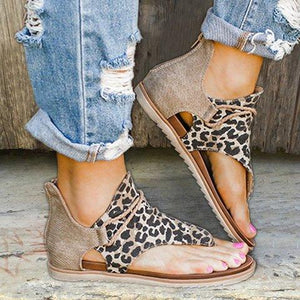 Sandals Flat Sole Bohemia Leopard Snake Zebra - Easy Pickins Store