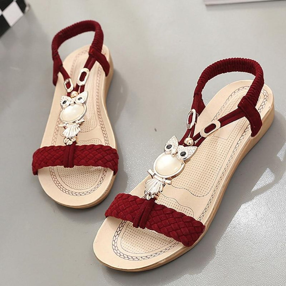 Sandals Flip Flops Gladiator Sandals Owl Slip Low Heels - Easy Pickins Store