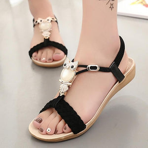 Sandals Flip Flops Gladiator Sandals Owl Slip Low Heels - Easy Pickins Store