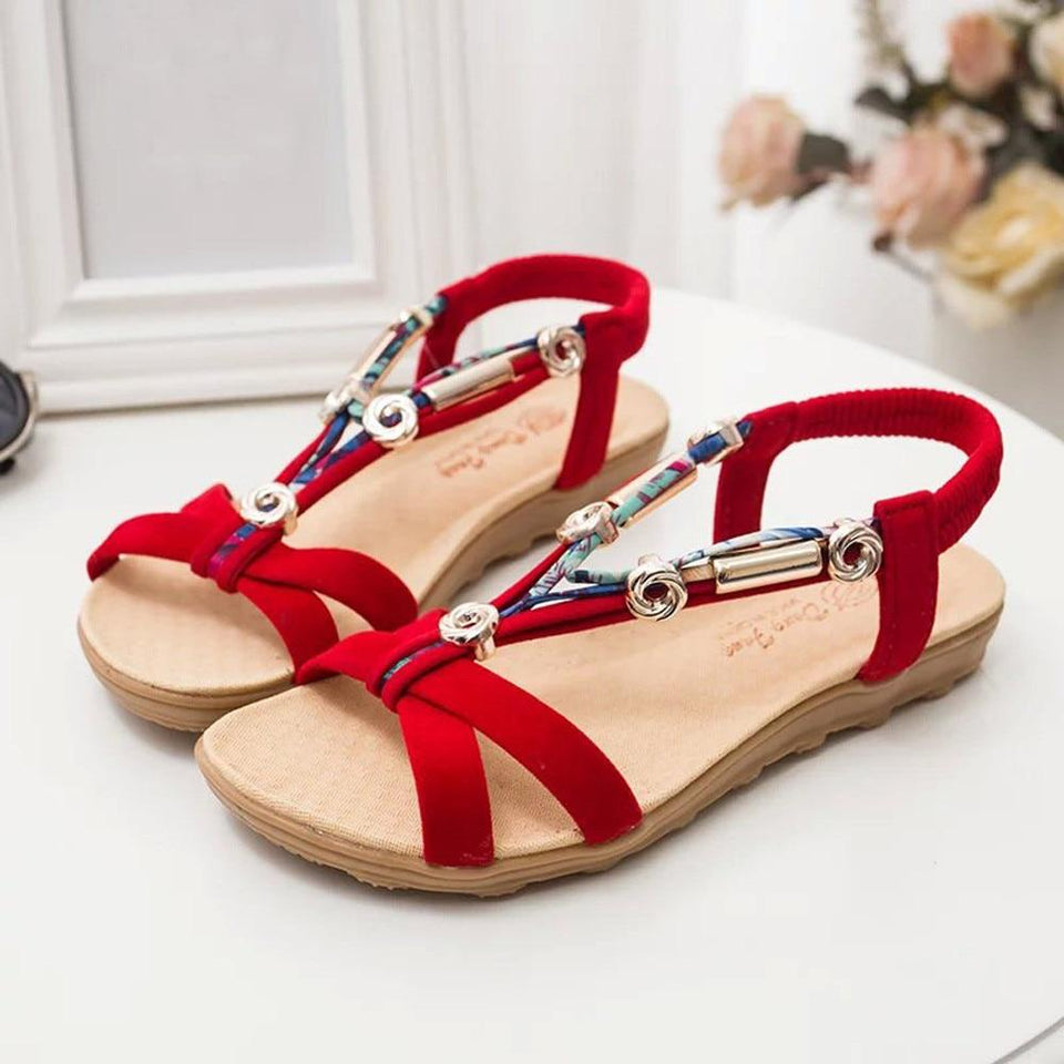 Sandals Flip Flops Plus Sizes Black Beige Red Low Heels - Easy Pickins Store