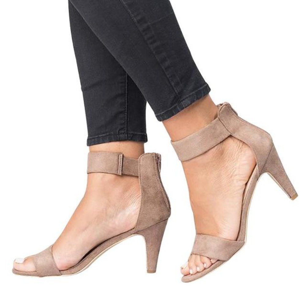Sandals Leopard Square High Heels Strap Zipper - Easy Pickins Store