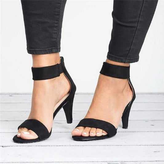 Sandals Leopard Square High Heels Strap Zipper - Easy Pickins Store