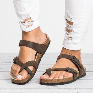 Sandals Rome Style Flip-Flops Plus Size Flat Sole Low Heels - Easy Pickins Store