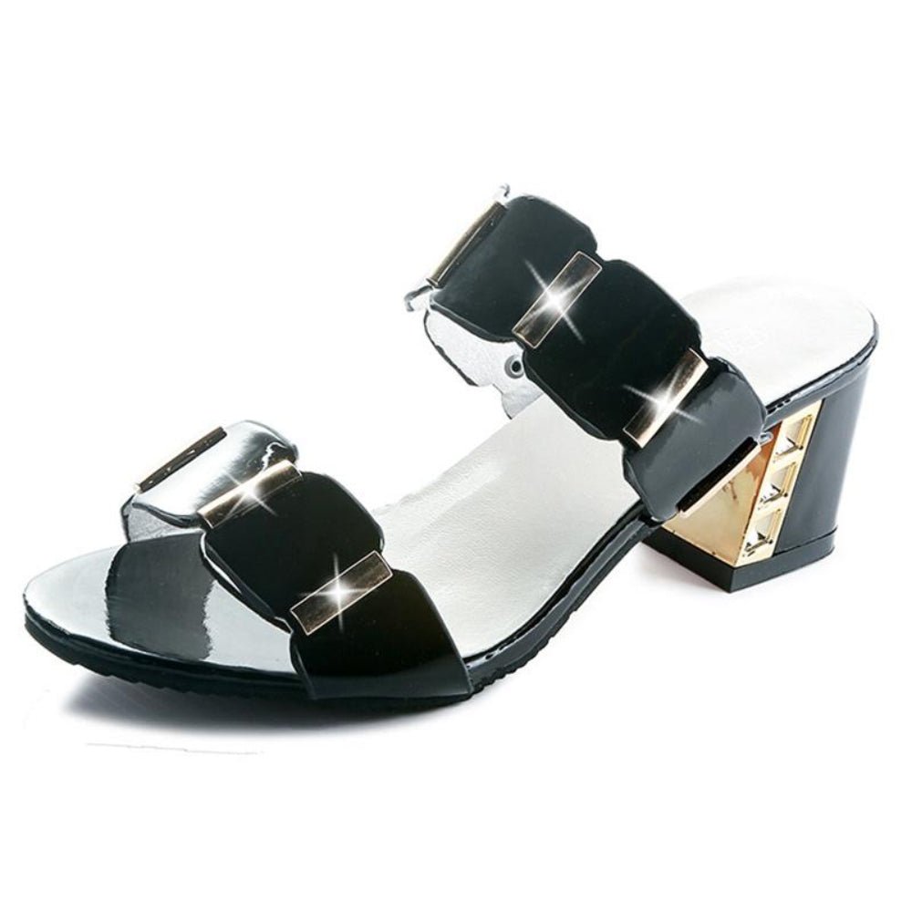 Sandals Square Heels Peep Toe - Easy Pickins Store