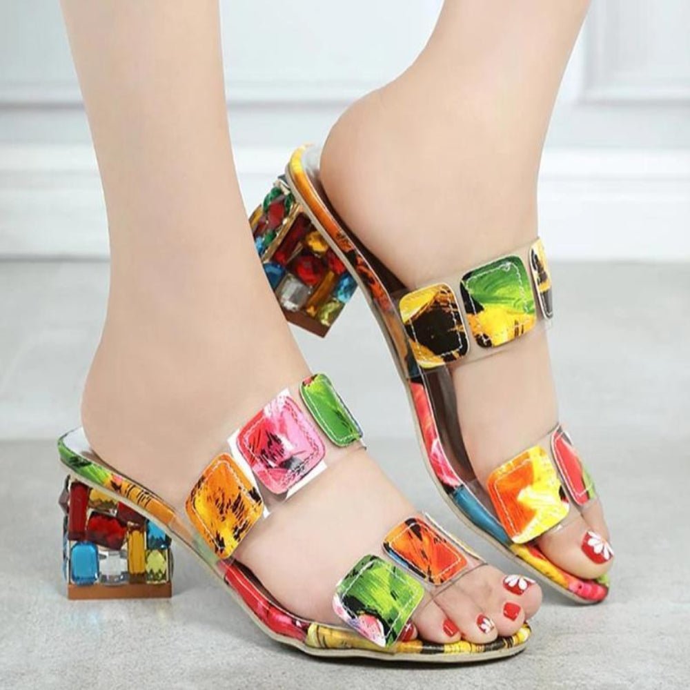 Sandals Square Heels Peep Toe - Easy Pickins Store
