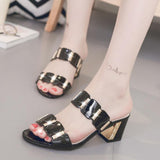 Sandals Square Heels Peep Toe - Easy Pickins Store