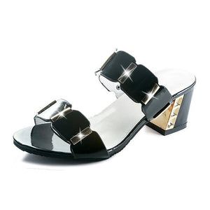 Sandals Square Heels Peep Toe - Easy Pickins Store