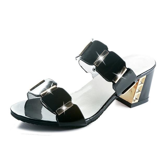 Sandals Square Heels Peep Toe - Easy Pickins Store