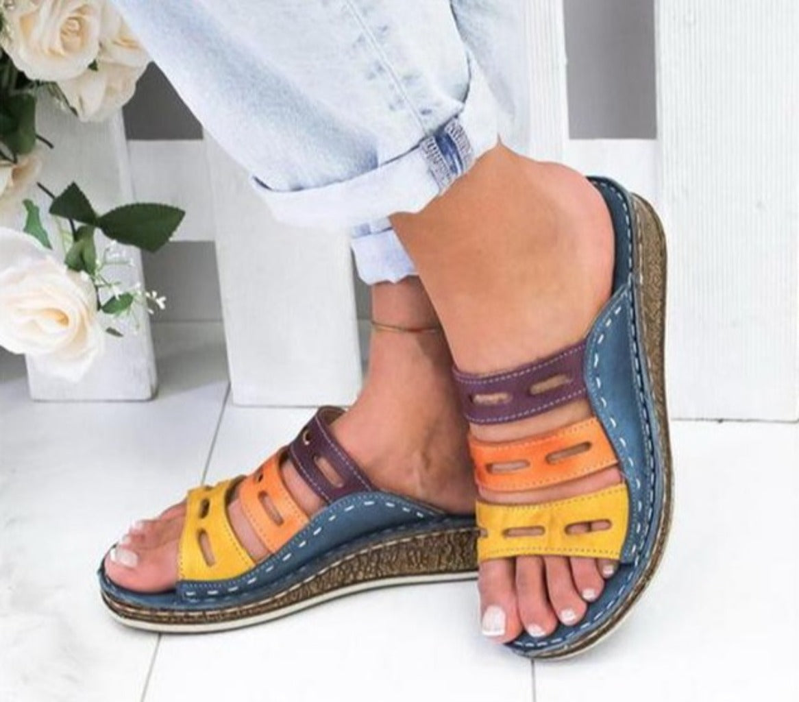 Sandals Stitching Open Toe Platform Wedge Slides - Easy Pickins Store