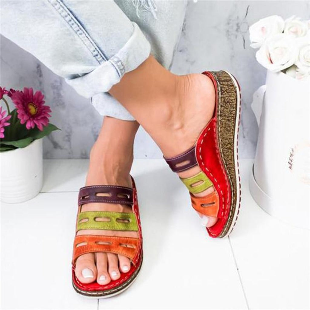 Sandals Stitching Open Toe Platform Wedge Slides - Easy Pickins Store