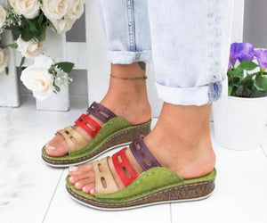 Sandals Stitching Open Toe Platform Wedge Slides - Easy Pickins Store