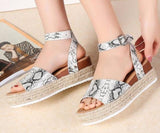 Sandals Vintage Leather Wedge Chunky Mid Heels Peep Toe - Easy Pickins Store