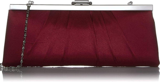 Satin Frame Evening Clutch Bag Purse With Shoulder Chain - Easy Pickins Store