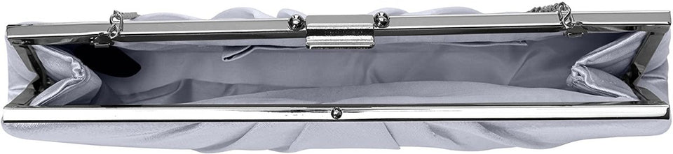 Satin Frame Evening Clutch Bag Purse With Shoulder Chain Included - Easy Pickins Store