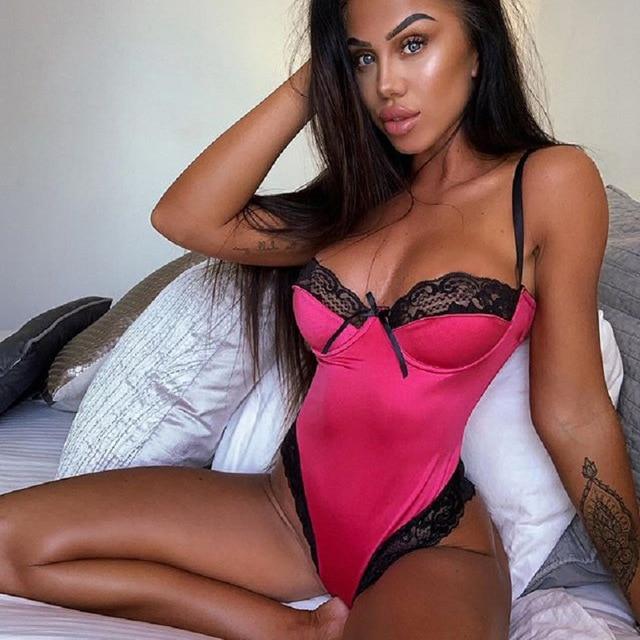 Satin Lace Bodysuit Sleeveless Romper - Easy Pickins Store