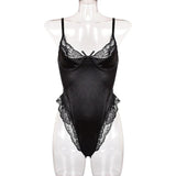 Satin Lace Bodysuit Sleeveless Romper - Easy Pickins Store
