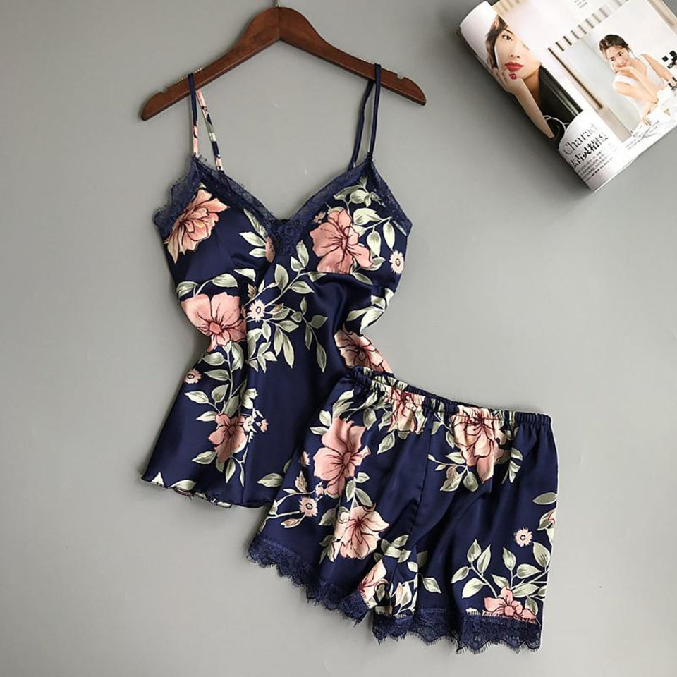 Satin Sleepwear Flower Pajama - Easy Pickins Store