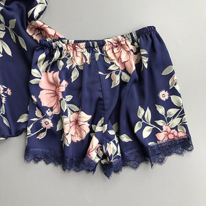 Satin Sleepwear Flower Pajama - Easy Pickins Store